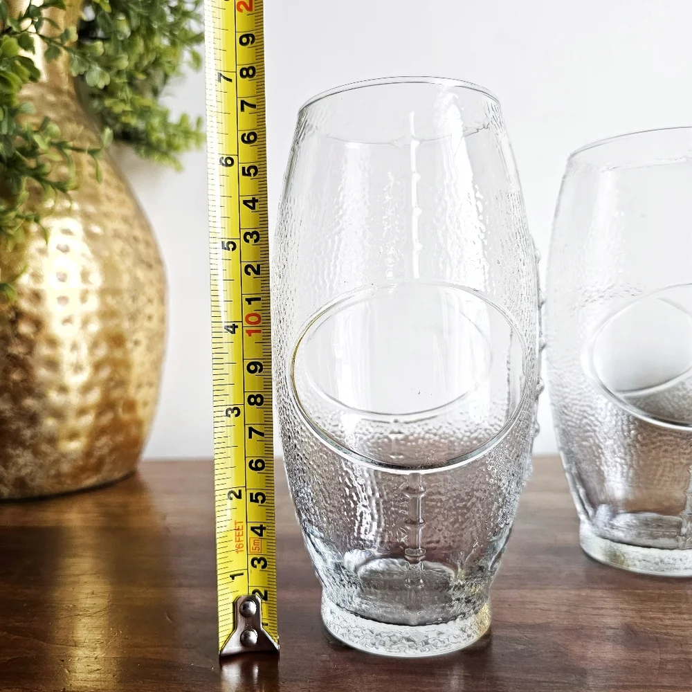 Libbey Vintage Football Glasses Set of 2 Raised Design Tumblers 7” Sports Barwar